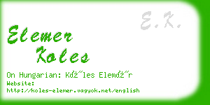 elemer koles business card